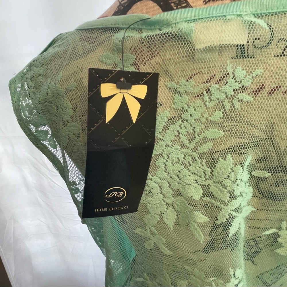 Iris Basic Mint Ruffle Tie-Front Blouse NWT - image 4